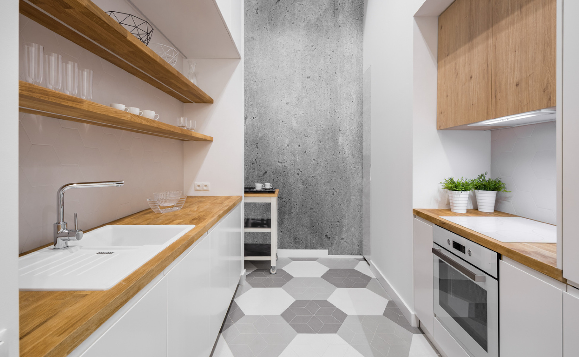 moderns divu rindu virtuves plānojums